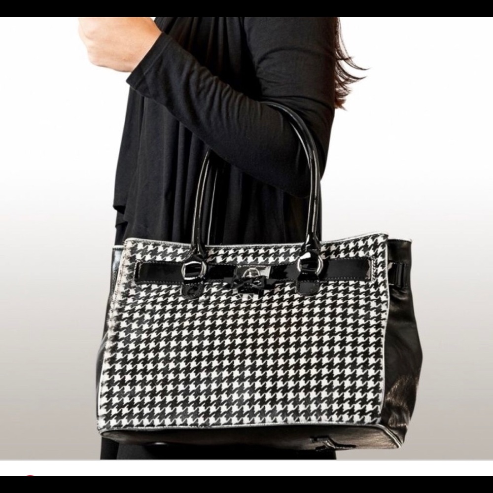 My Flat in London Andover houndstooth satchel